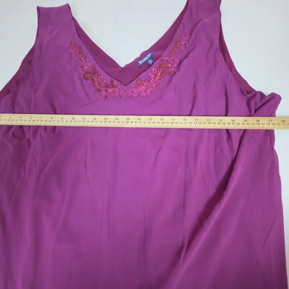 Roaman's 2 Pc Dress & Sheer Jacket Set 38W Purple Sequin Embroidered Plus Size